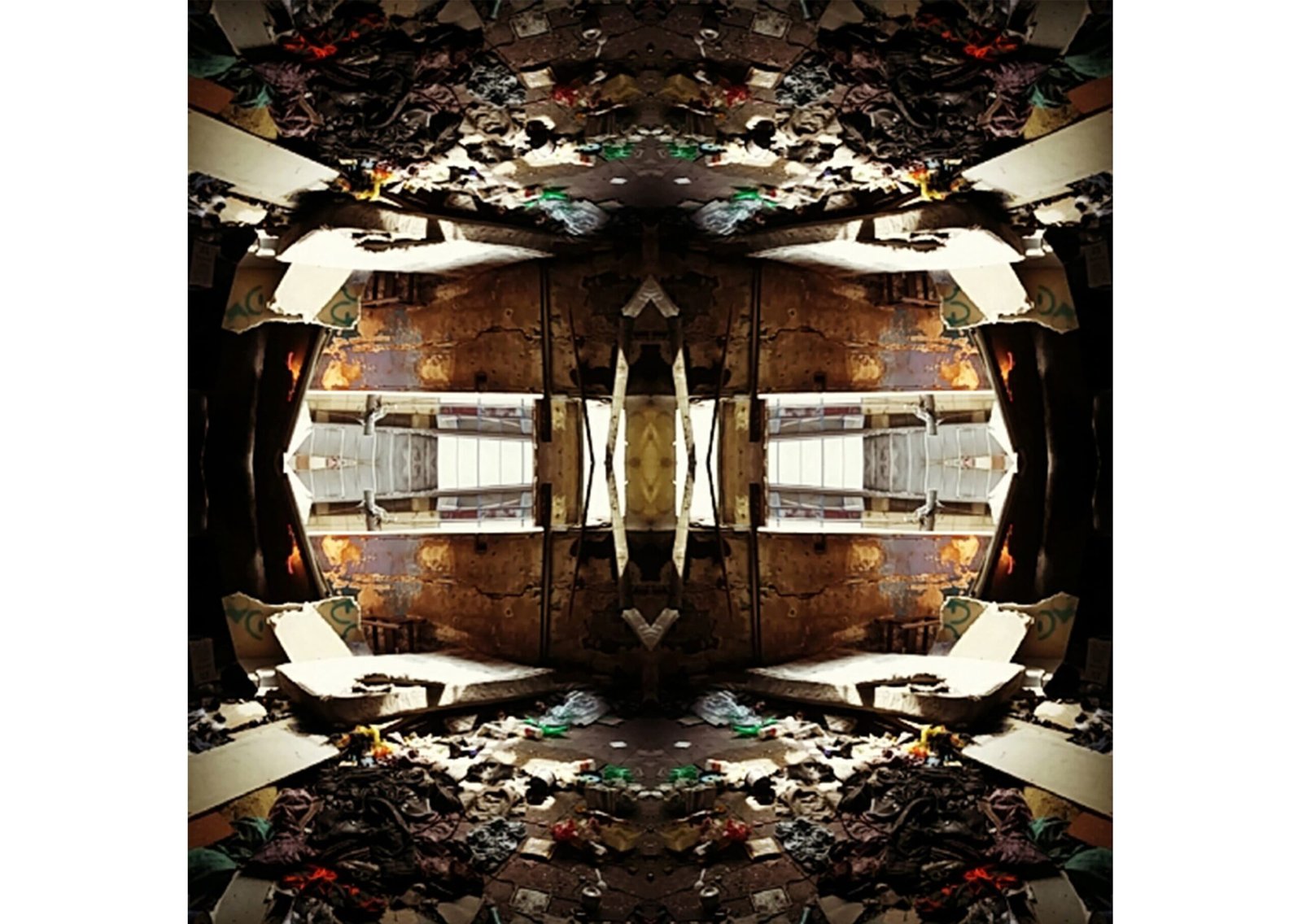 mirror photo image of hijacked building in Johannesburg