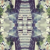 mirror photo image of hijacked building in Johannesburg