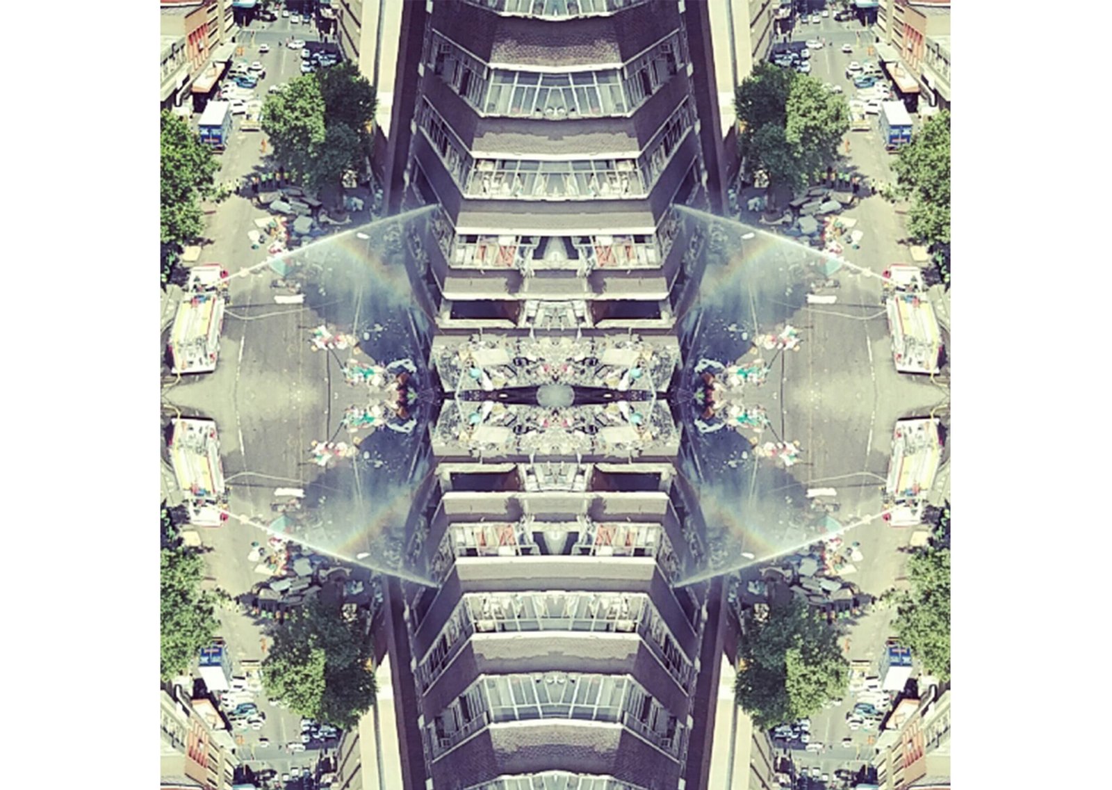 mirror photo image of hijacked building in Johannesburg