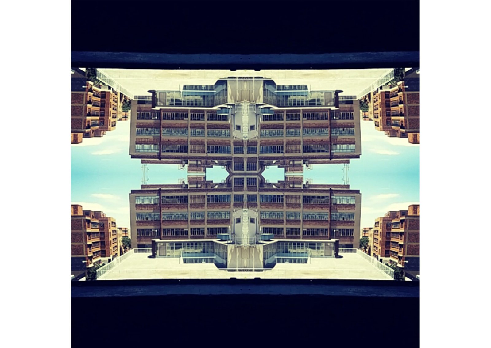 mirror photo image of hijacked building in Johannesburg