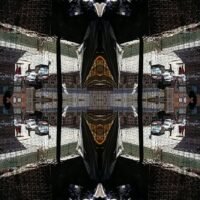 mirror photo image of hijacked building in Johannesburg