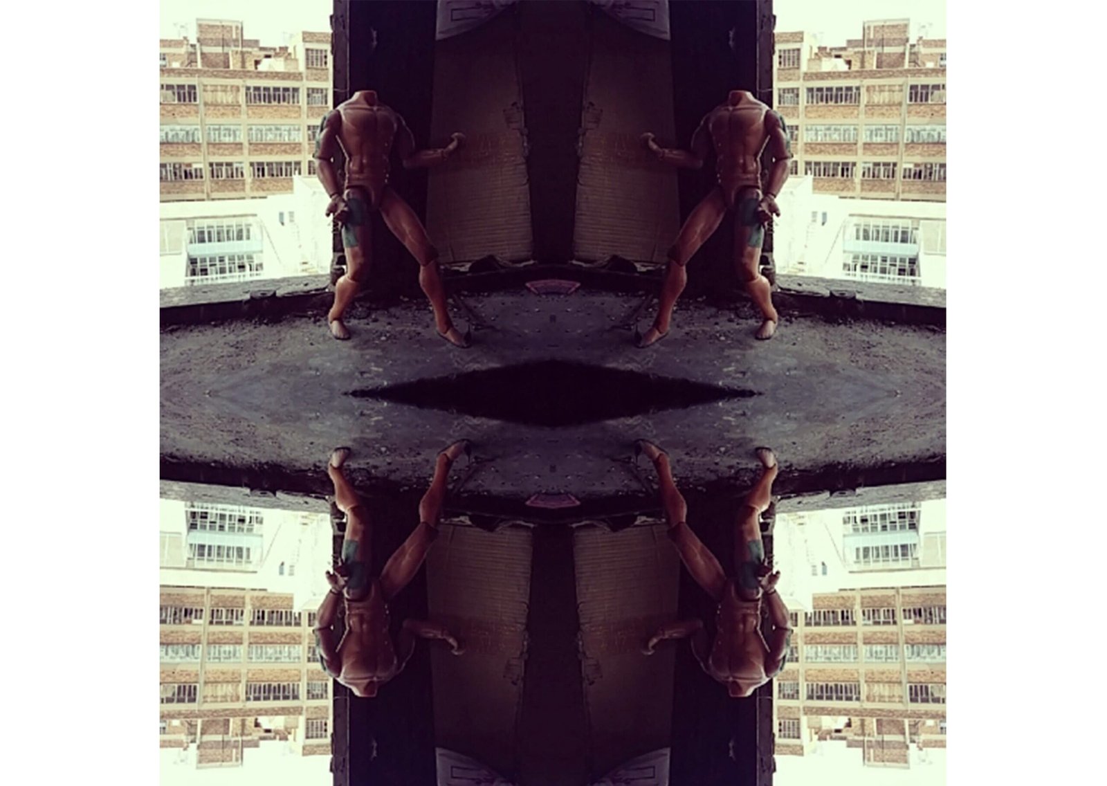mirror photo image of hijacked building in Johannesburg